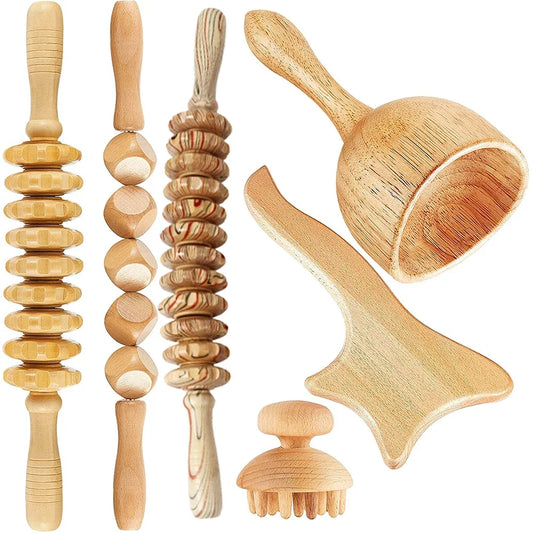 Maderotherapy Kit for Reductive Massage Body Massager Roller Wood Therapy Tools for Body Contour Body Wood Therapy Complete Kit